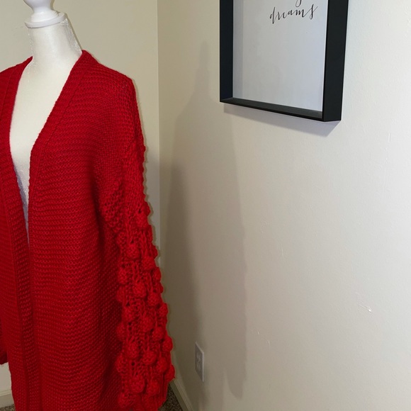 EUC Sz. L Red Oversized Cardigan Sweater - Picture 3 of 6